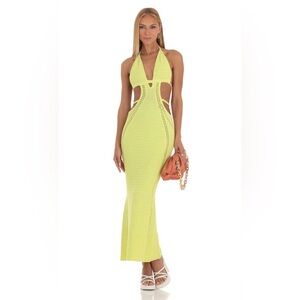 Lucy in the Sky Lime Green Midi Dress